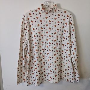 Vintage Long Sleeve Halloween/Fall White Cotton Turtleneck size XL